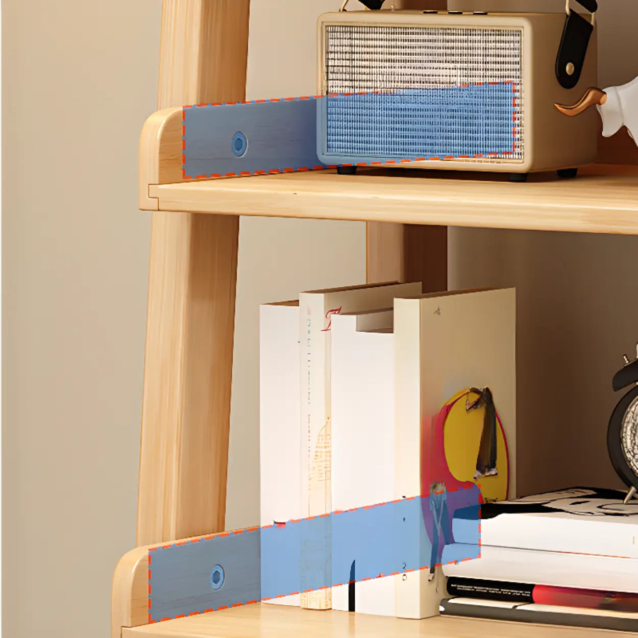 Rustic Ash Wood Ladder Bookshelf
