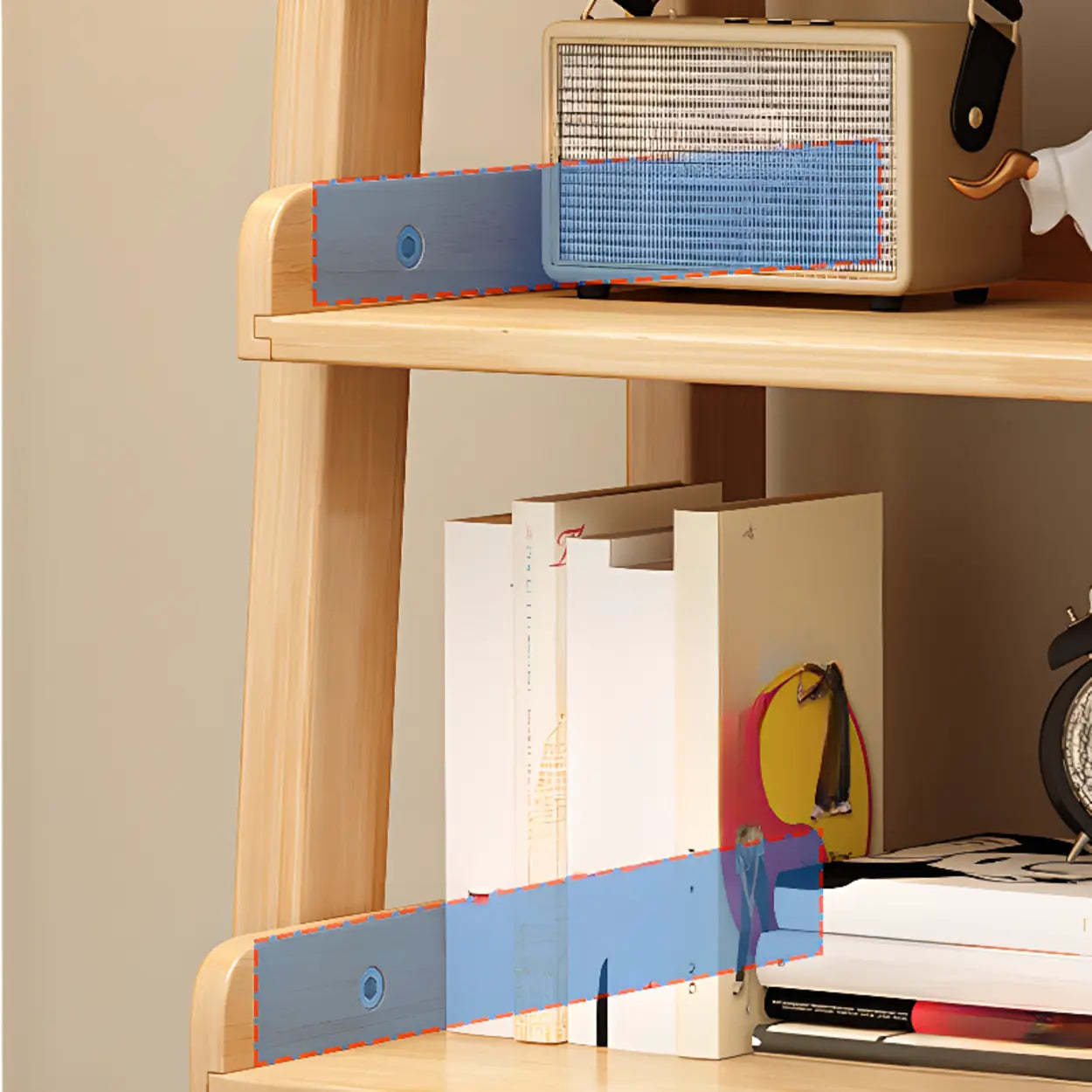 Rustic Ash Wood Ladder Bookshelf