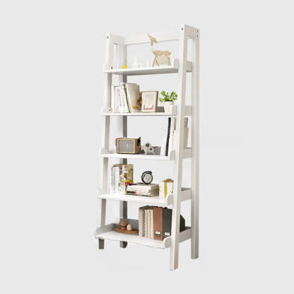 Rustic Ash Wood Ladder Bookshelf