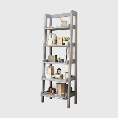 Rustic Ash Wood Ladder Bookshelf
