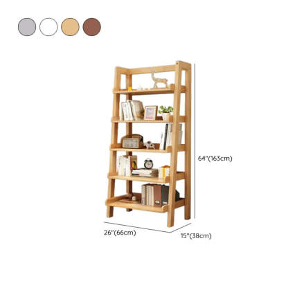 Rustic Ash Wood Ladder Bookshelf