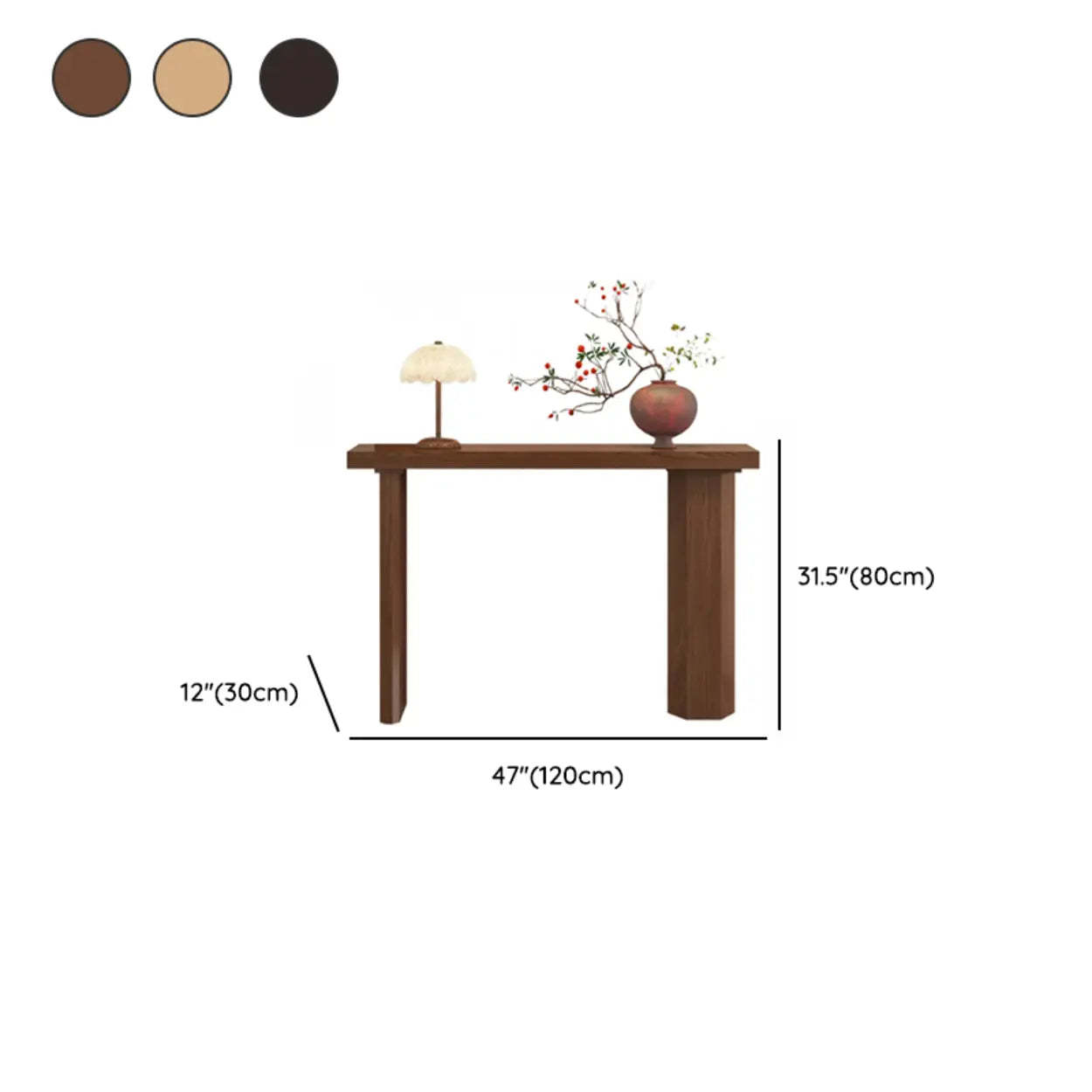 Rustic Asymmetric-Leg Wood Entryway Console Table — Natural