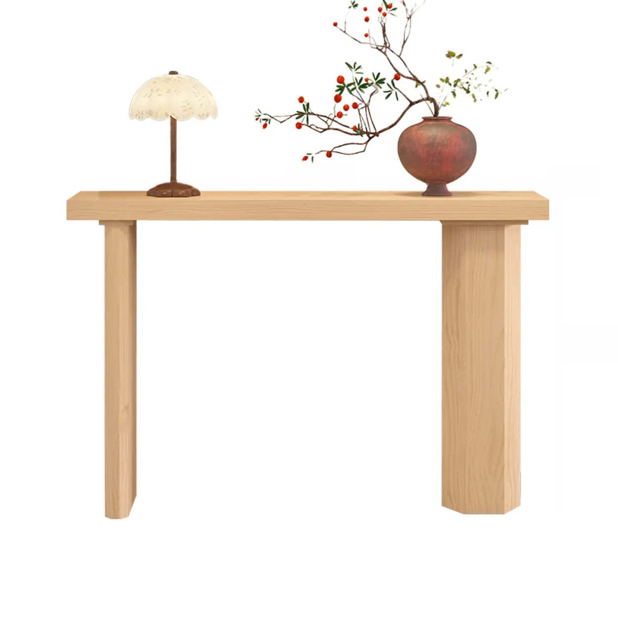 Rustic Asymmetric-Leg Wood Entryway Console Table — Ebony