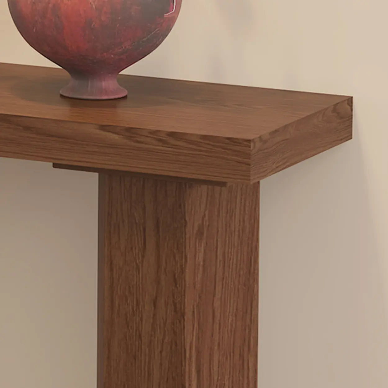 Rustic Asymmetric-Leg Wood Entryway Console Table — Nut-Brown
