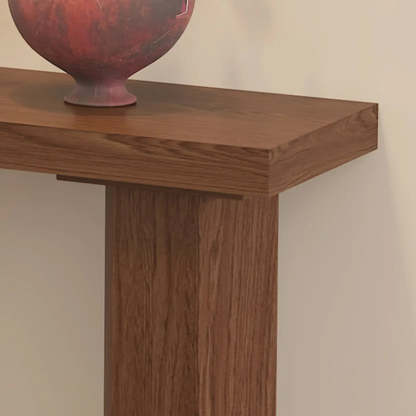 Rustic Asymmetric-Leg Wood Entryway Console Table — Nut-Brown