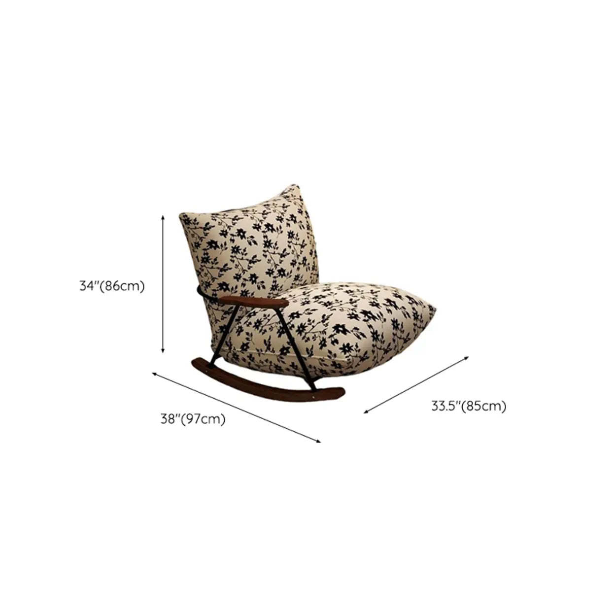 Rustic Black Pattern Stain-Resistant Rocking Chair