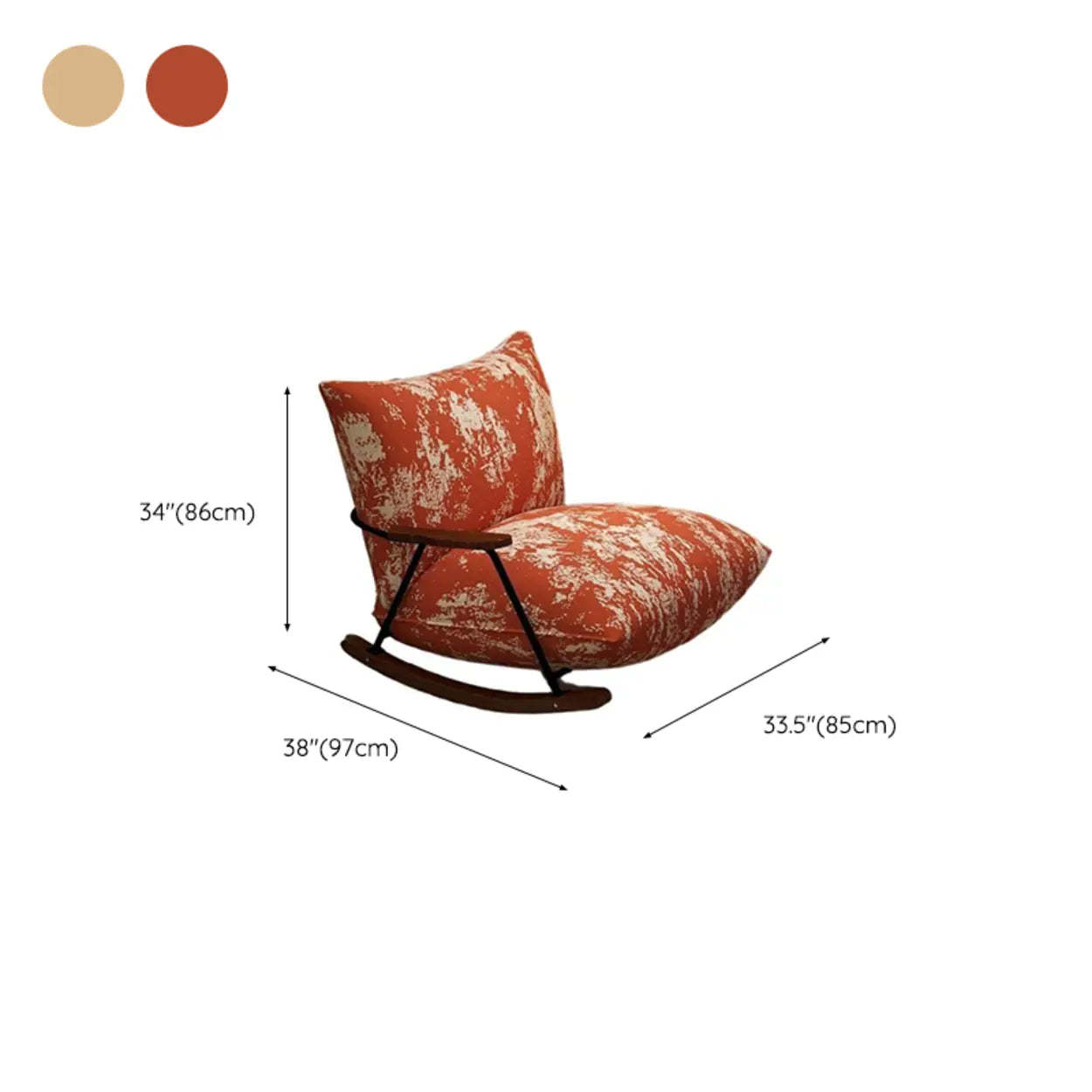 Rustic Black Pattern Stain-Resistant Rocking Chair
