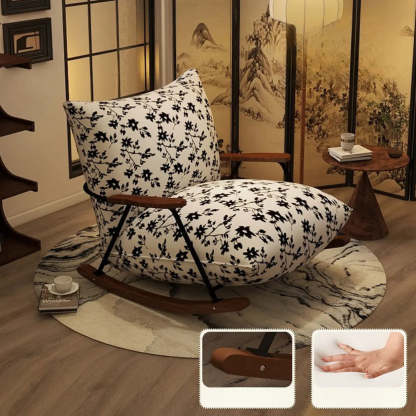 Rustic Black Pattern Stain-Resistant Rocking Chair — Red