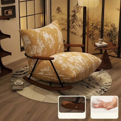 Rustic Black Pattern Stain-Resistant Rocking Chair