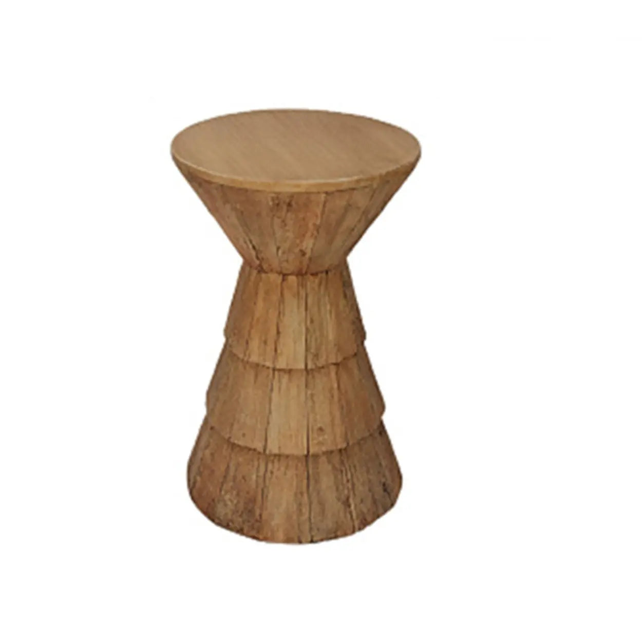 Rustic Brown Round Natural Wood Side Table