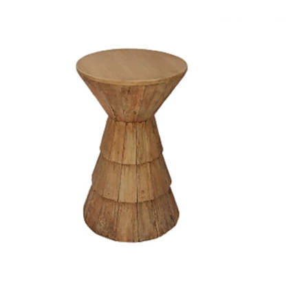 Rustic Brown Round Natural Wood Side Table