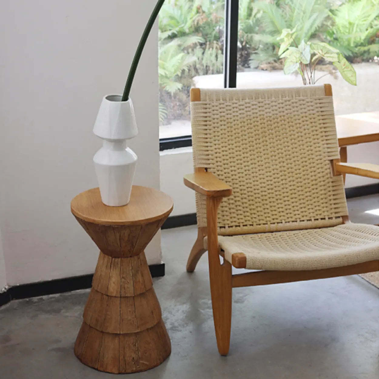 Rustic Brown Round Natural Wood Side Table