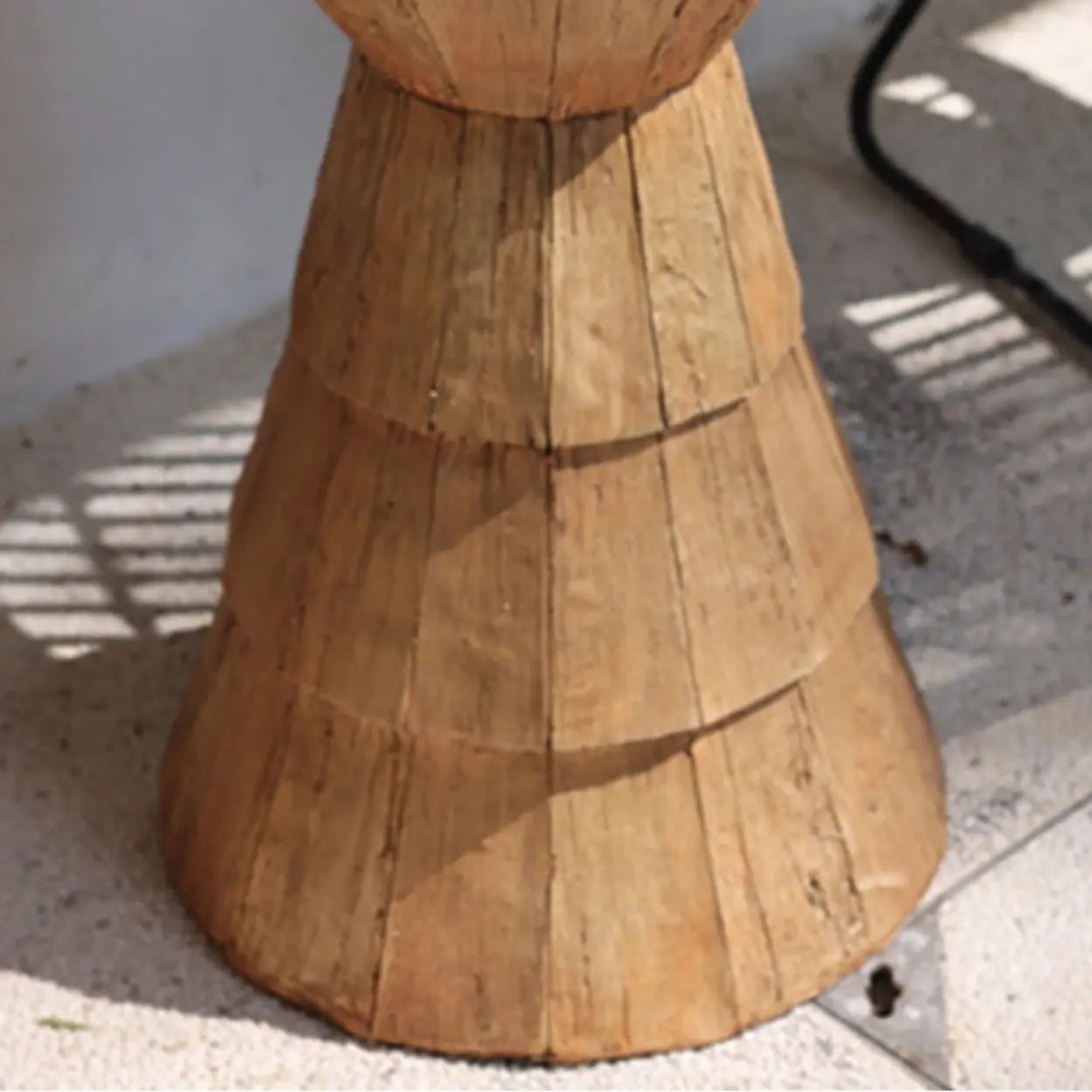 Rustic Brown Round Natural Wood Side Table