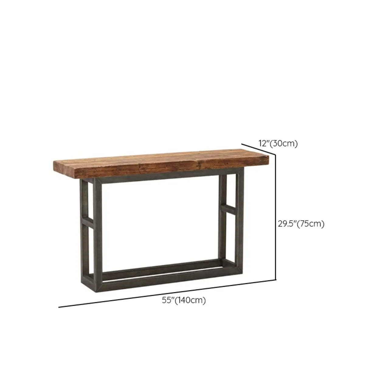 Rustic Brown Rectangular Narrow Console Table
