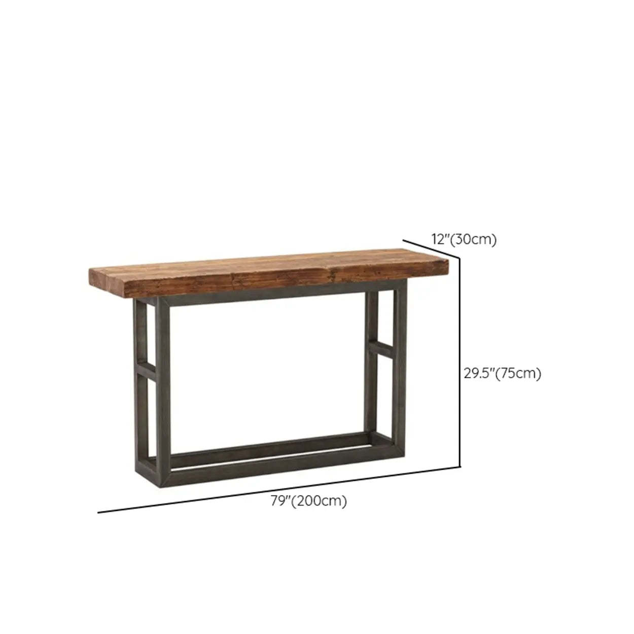 Rustic Brown Rectangular Narrow Console Table