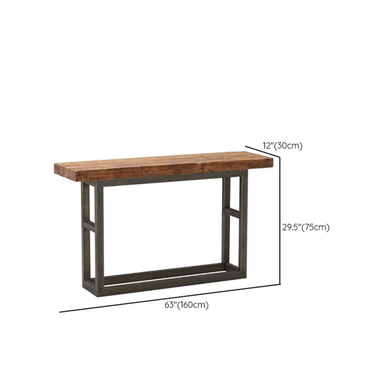 Rustic Brown Rectangular Narrow Console Table