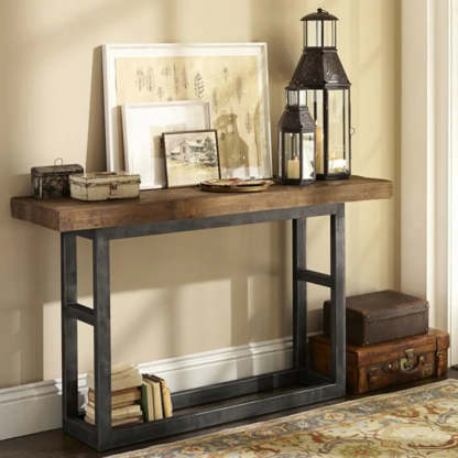 Rustic Brown Rectangular Narrow Console Table