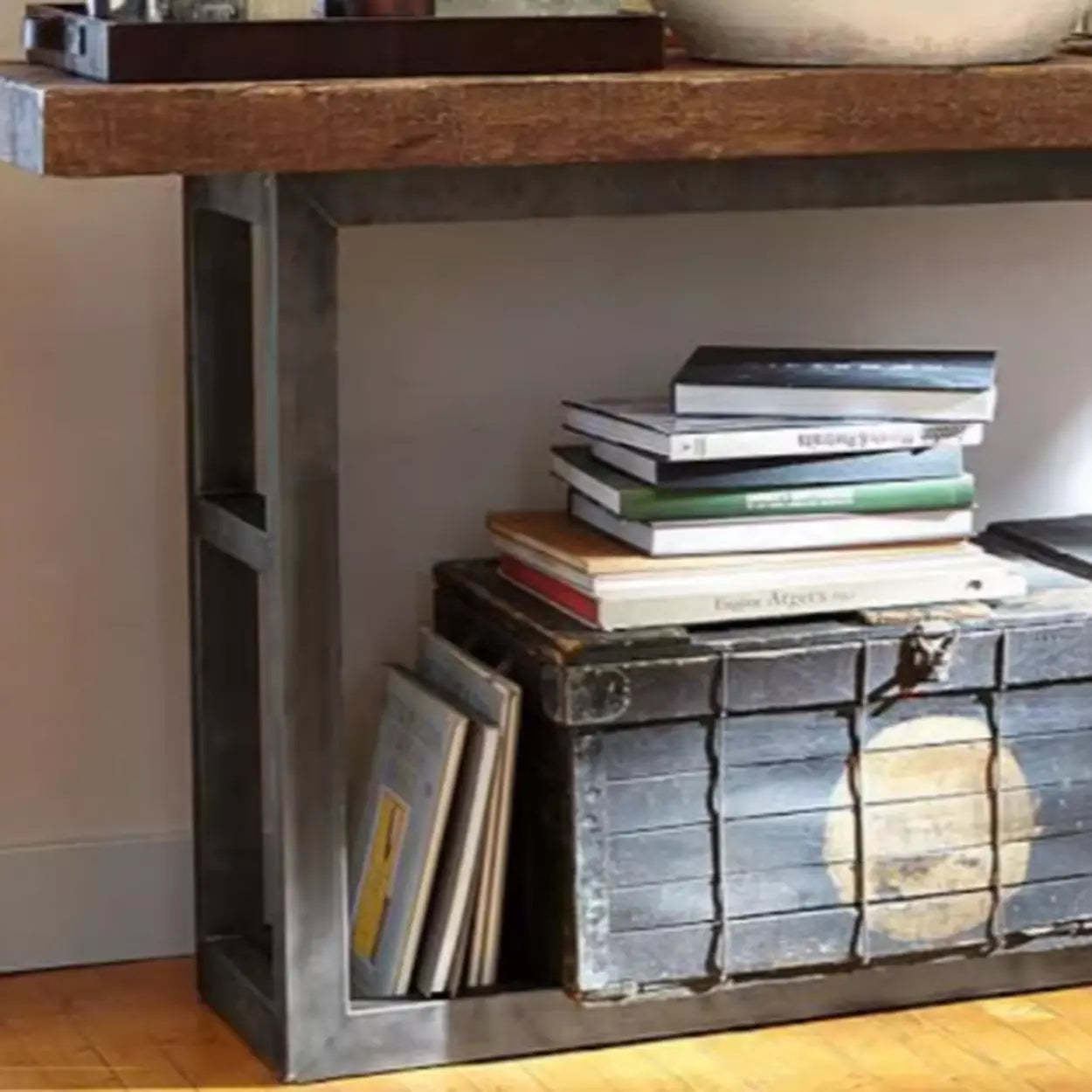 Rustic Brown Rectangular Narrow Console Table