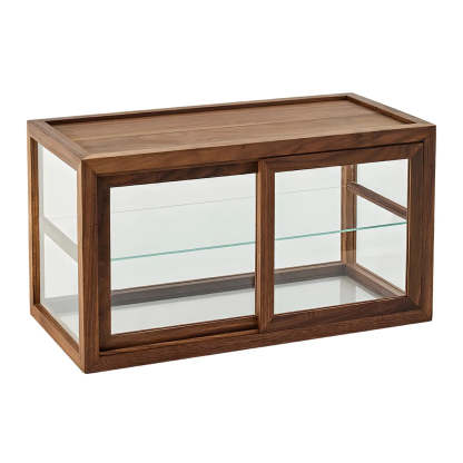 Rustic Brown Small Rectangular Wood Display Cabinet