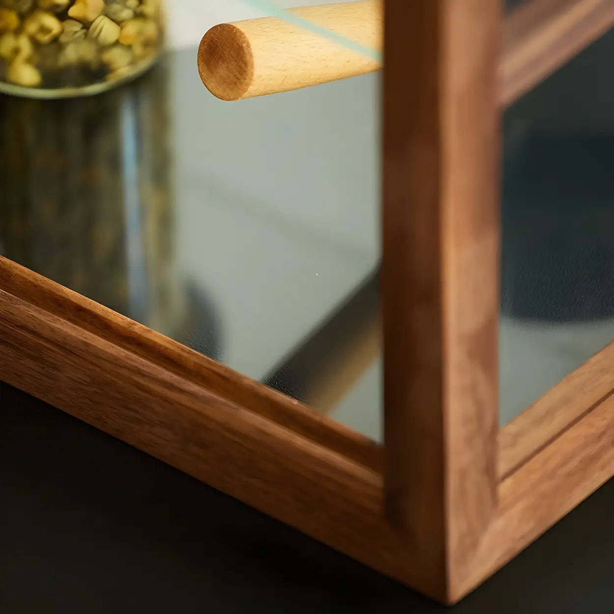 Rustic Brown Small Rectangular Wood Display Cabinet