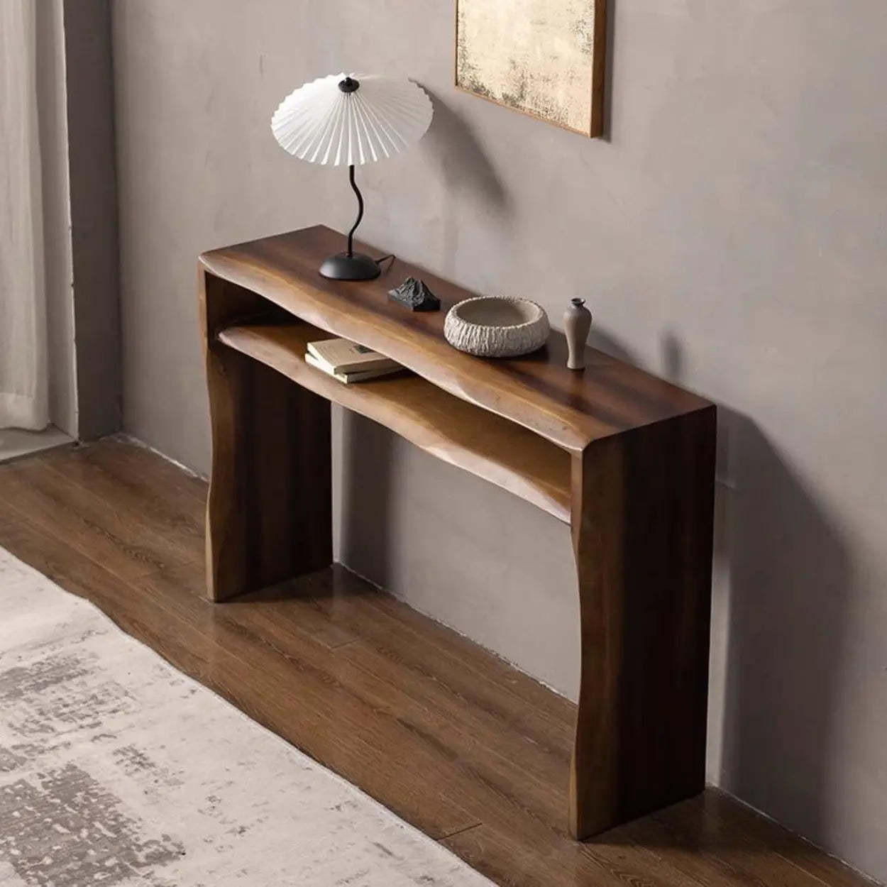 Rustic Brown Narrow Entryway Console Table