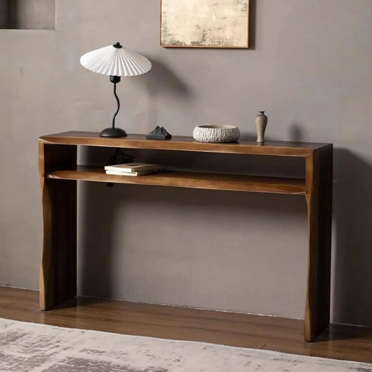 Narrow wood end & side tables for living room — 39.4" L x 11.8" W x 29.5" H