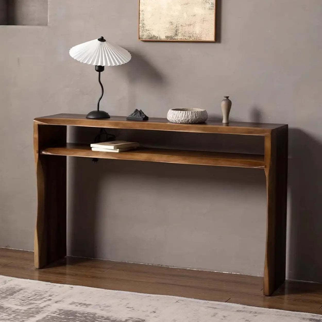 Rustic Brown Narrow Entryway Console Table