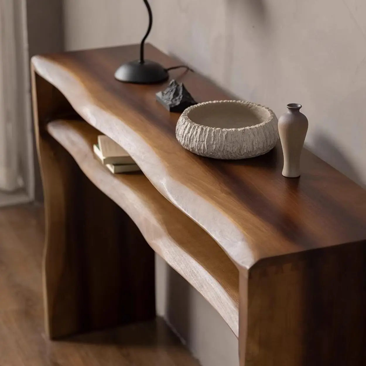 Rustic Brown Narrow Entryway Console Table