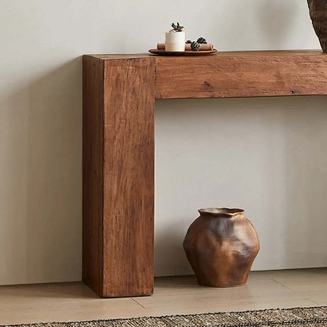 Rustic Entryway Narrow Wood Console Table — Black