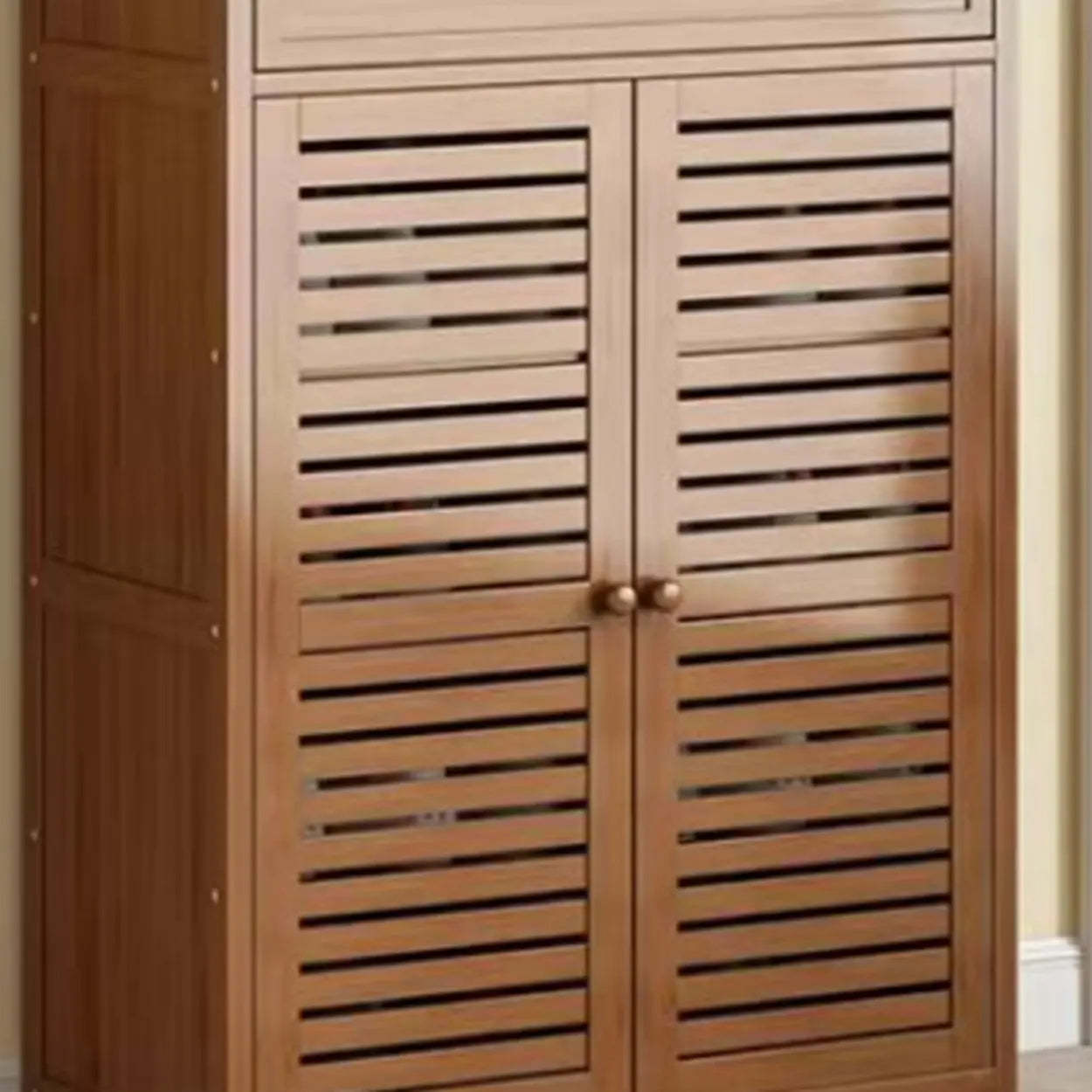 Rustic Brown Wood Hallway Shoe Cabinet