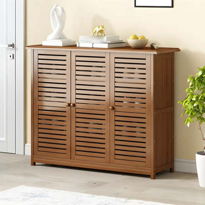 Rustic Brown Wood Hallway Shoe Cabinet