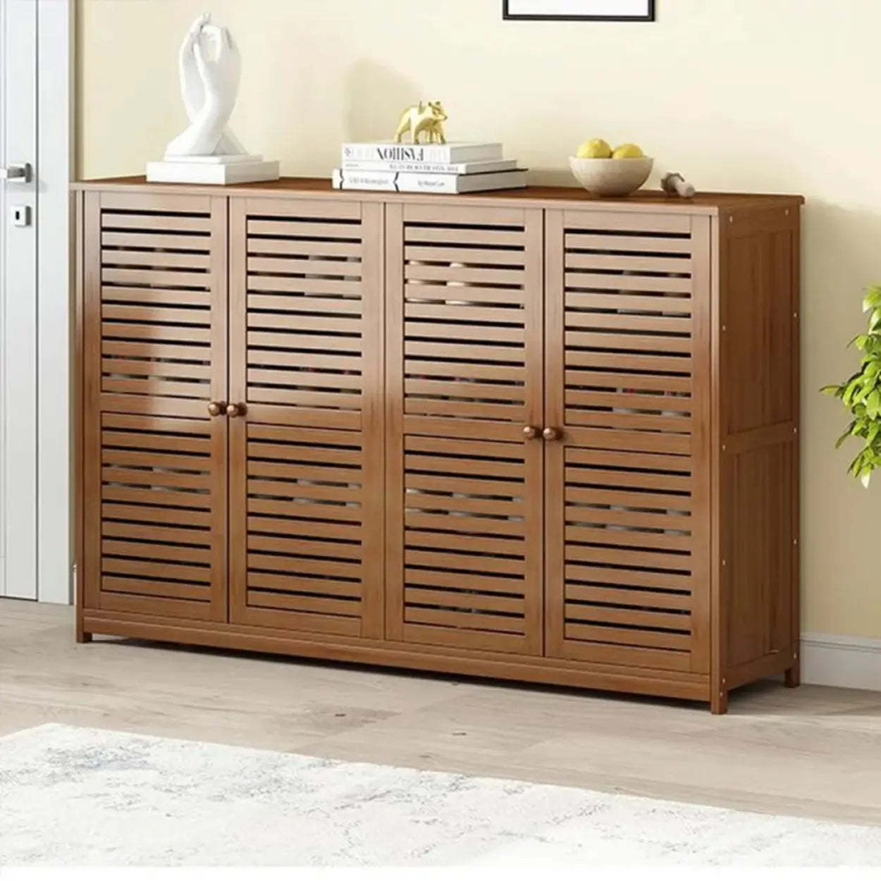 Rustic Brown Wood Hallway Shoe Cabinet