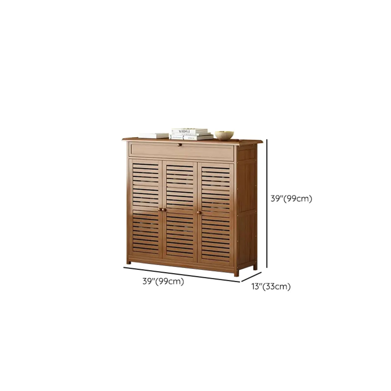 Rustic Brown Wood Hallway Shoe Cabinet