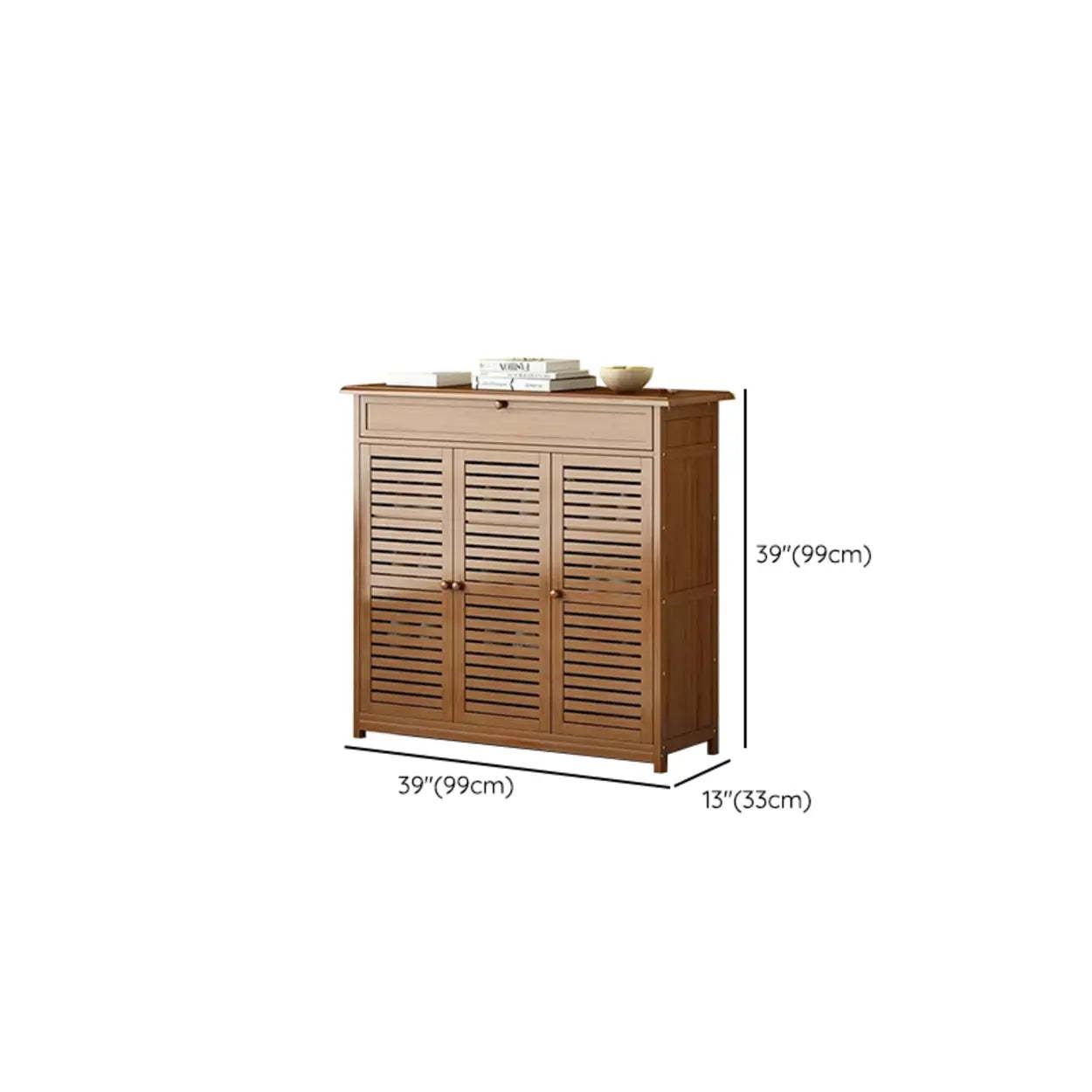 Rustic Brown Wood Hallway Shoe Cabinet