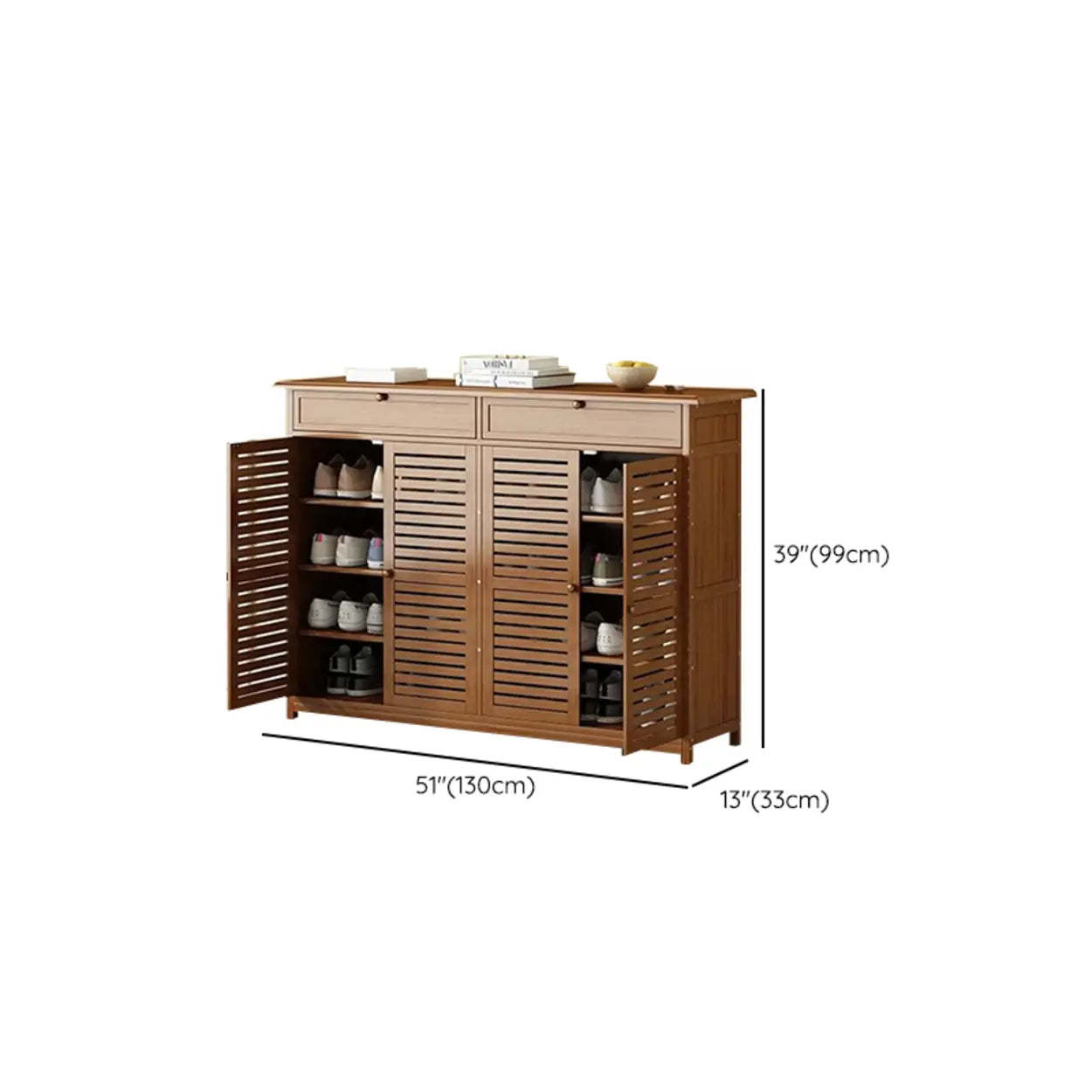 Rustic Brown Wood Hallway Shoe Cabinet