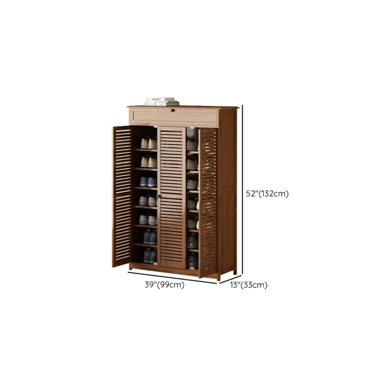 Rustic Brown Wood Hallway Shoe Cabinet
