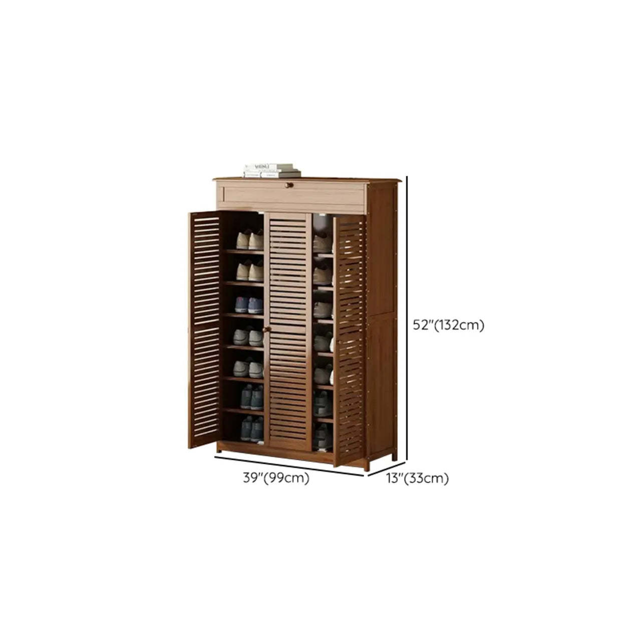Rustic Brown Wood Hallway Shoe Cabinet