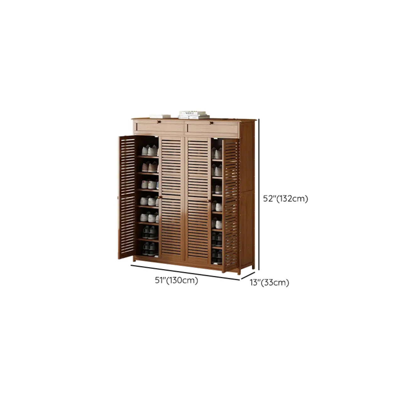 Rustic Brown Wood Hallway Shoe Cabinet