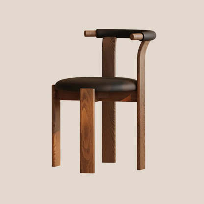 Rustic Curved Back Wood Dining Chair — Black and White