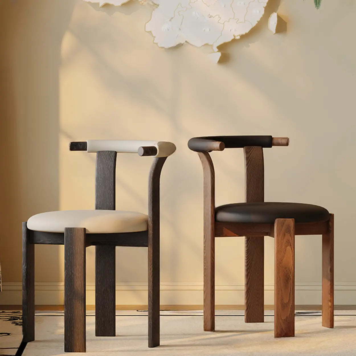 Rustic Curved Back Wood Dining Chair