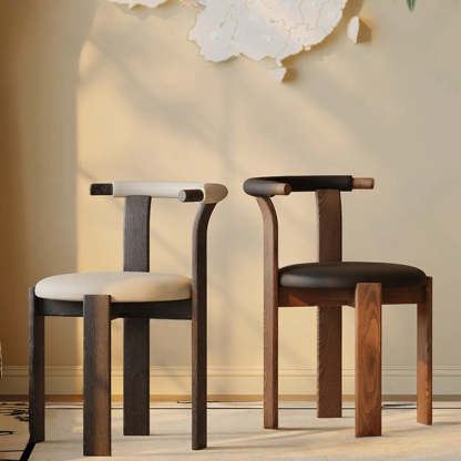 Rustic Curved Back Wood Dining Chair — Black