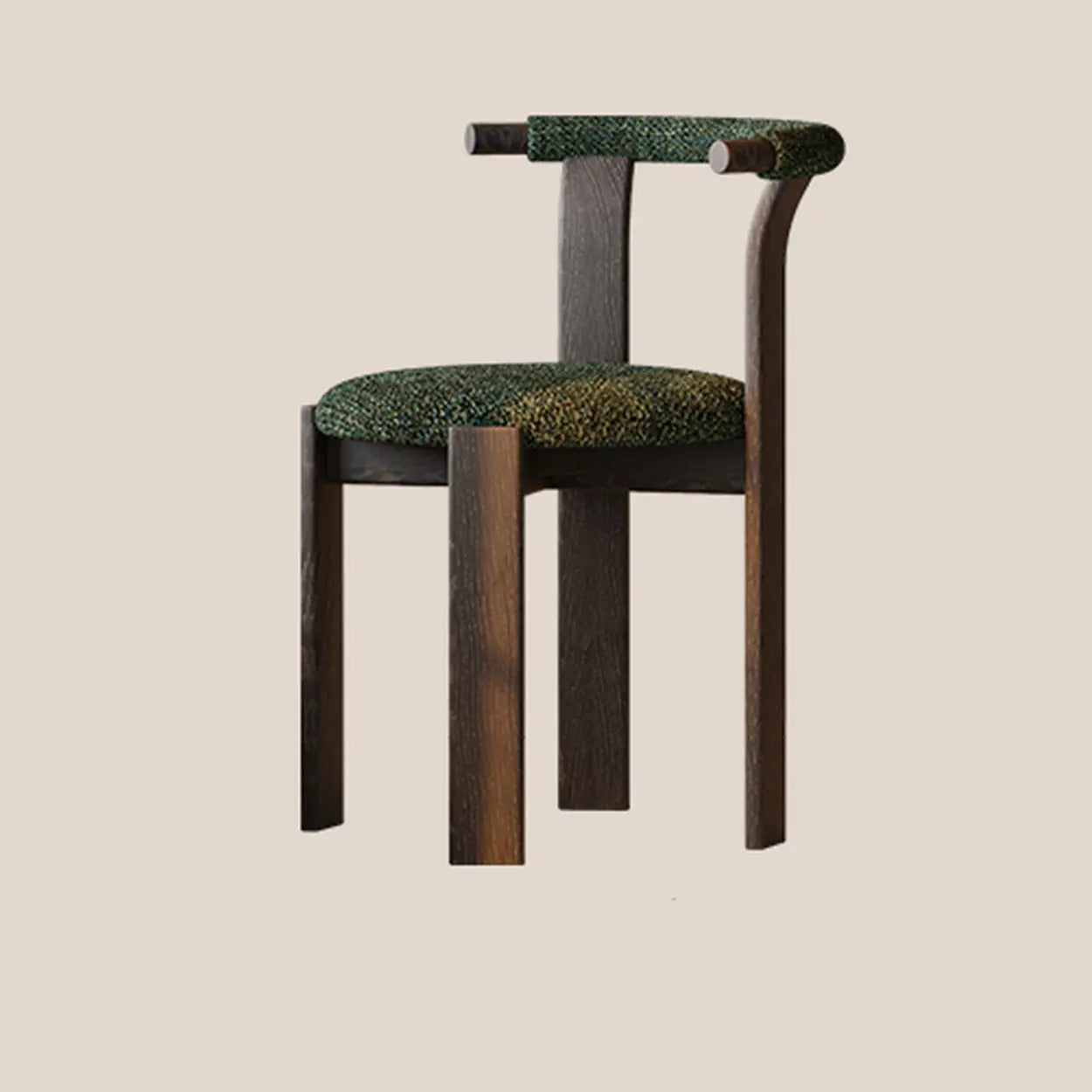 Rustic Curved Back Wood Dining Chair — Green