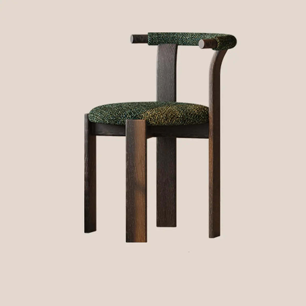 Rustic Curved Back Wood Dining Chair — Green