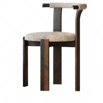 Rustic Curved Back Wood Dining Chair