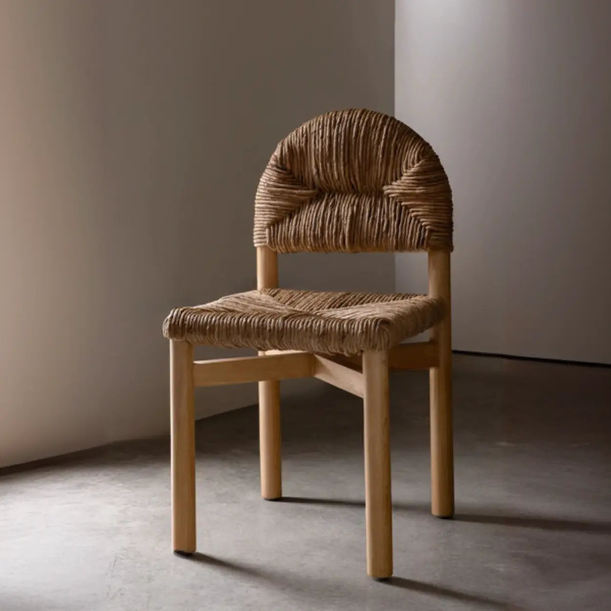 Rustic Curved Braided Rope Dining Chair Natural — Natural Wood
