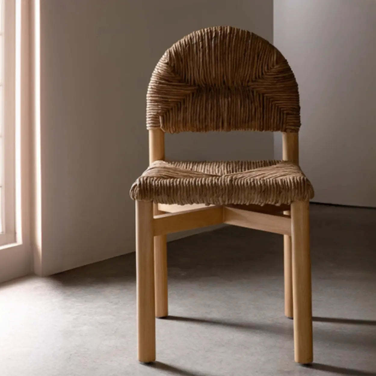 Rustic Curved Braided Rope Dining Chair Natural