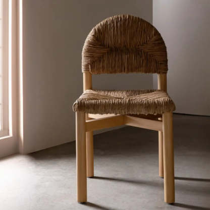 Rustic Curved Braided Rope Dining Chair Natural
