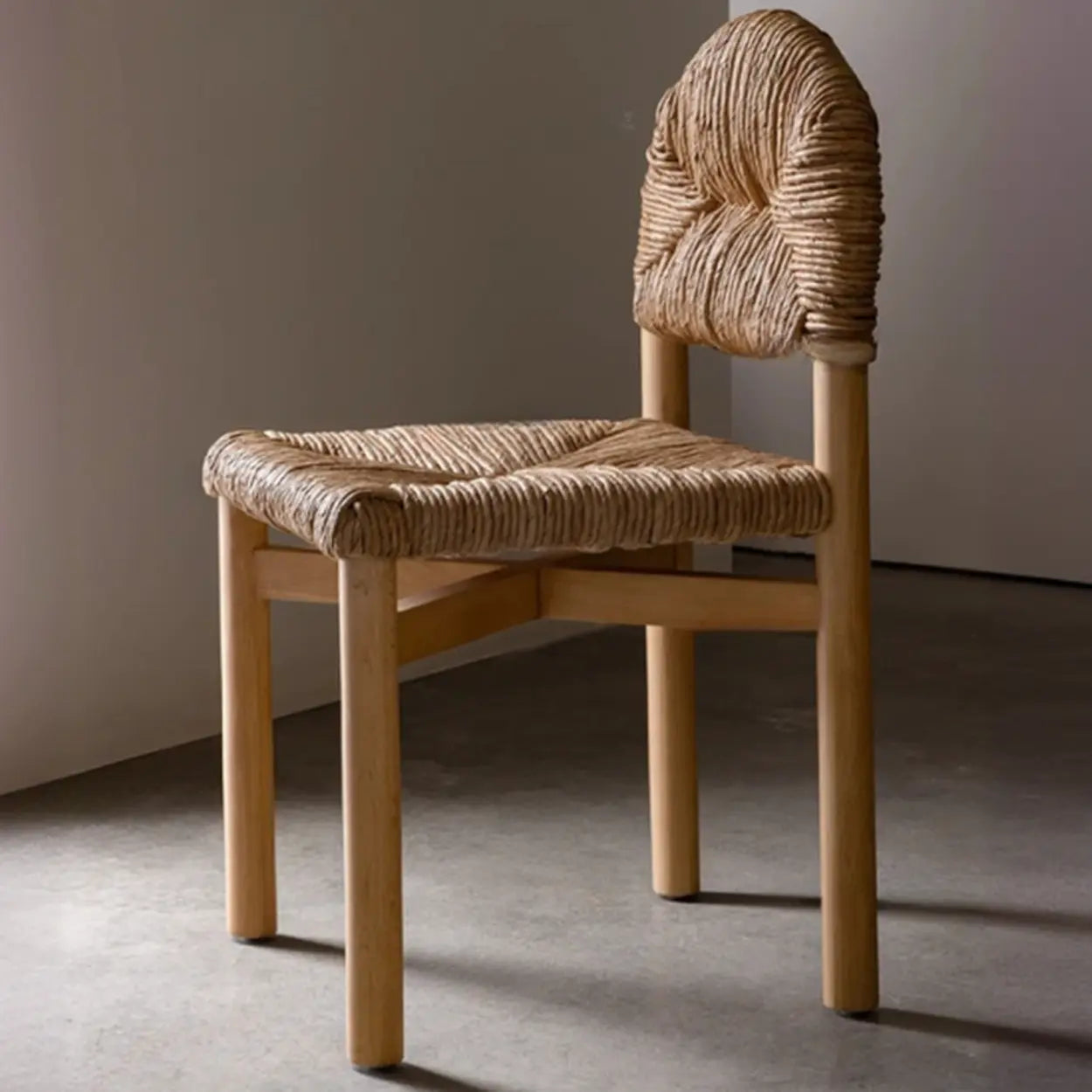 Rustic Curved Braided Rope Dining Chair Natural