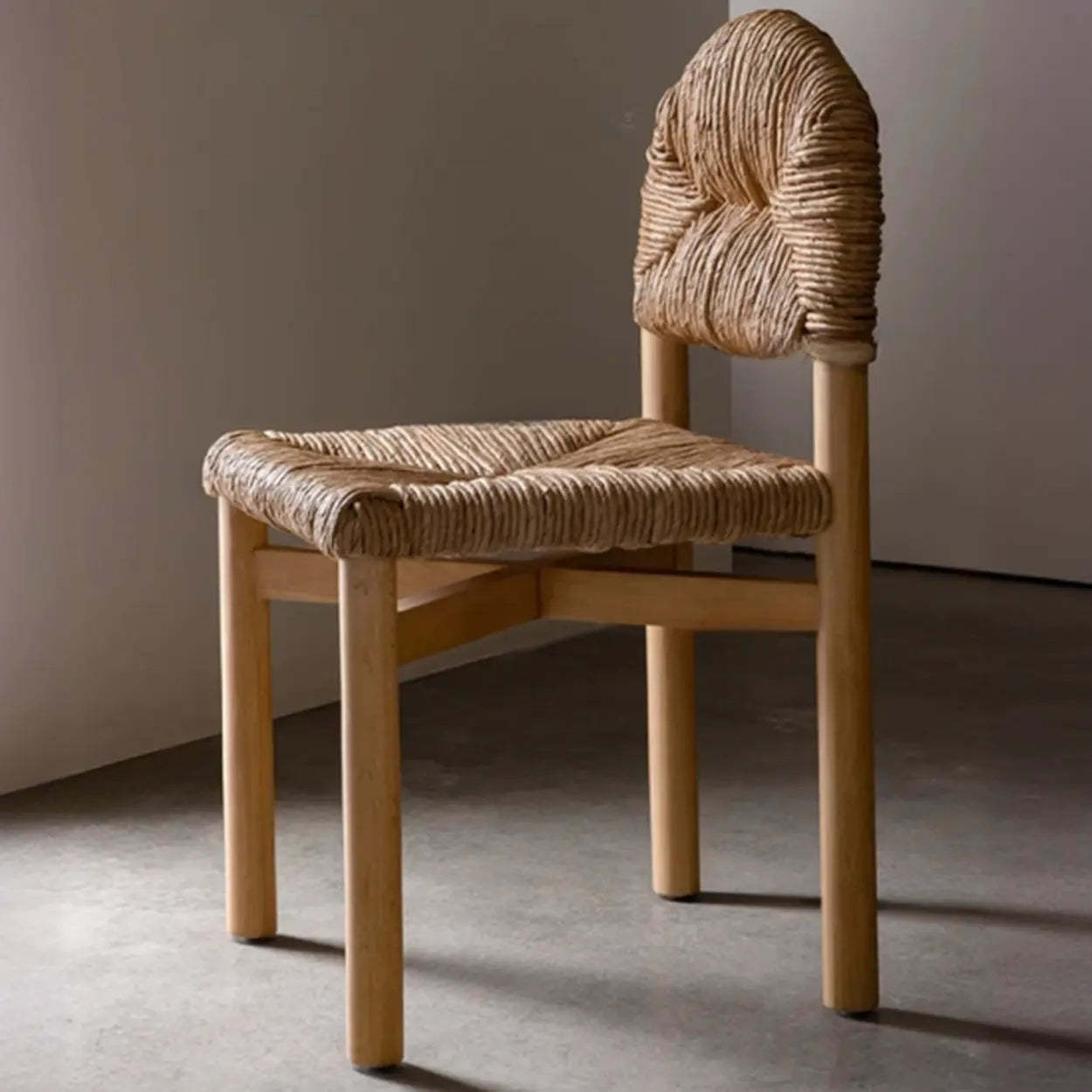 Rustic Curved Braided Rope Dining Chair Natural