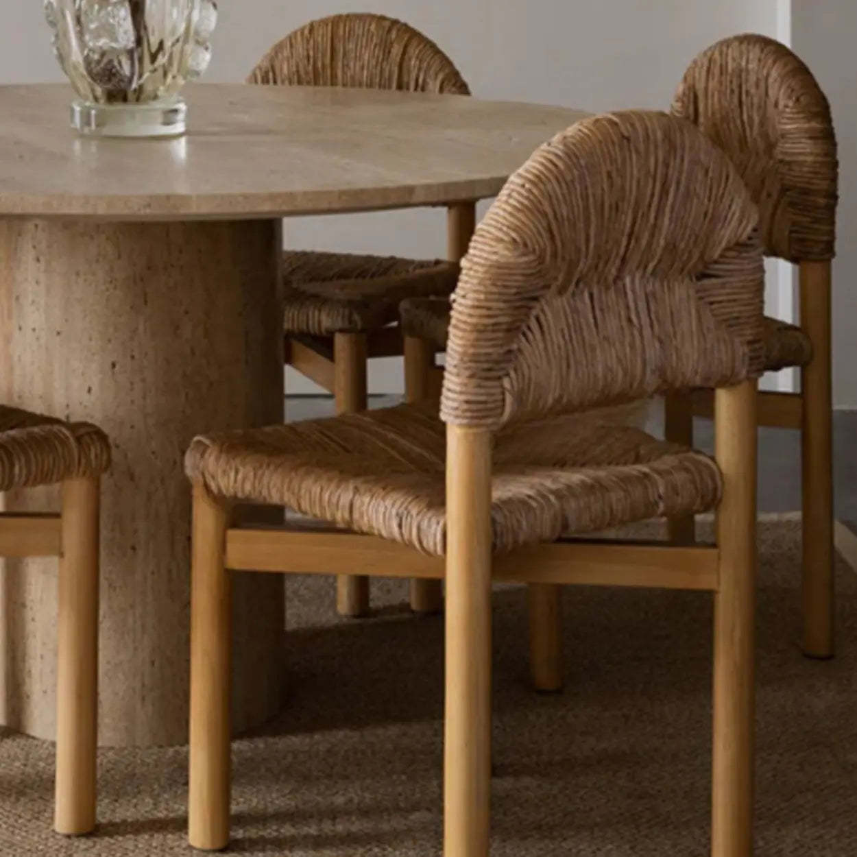 Rustic Curved Braided Rope Dining Chair Natural